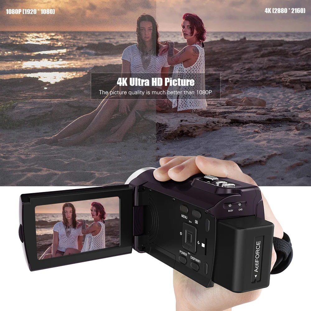 Цифровая видеокамера Andoer 4K 48 МП Wi Fi 1080P Full HD Novatek 96660 чип 3 дюйма сенсорная