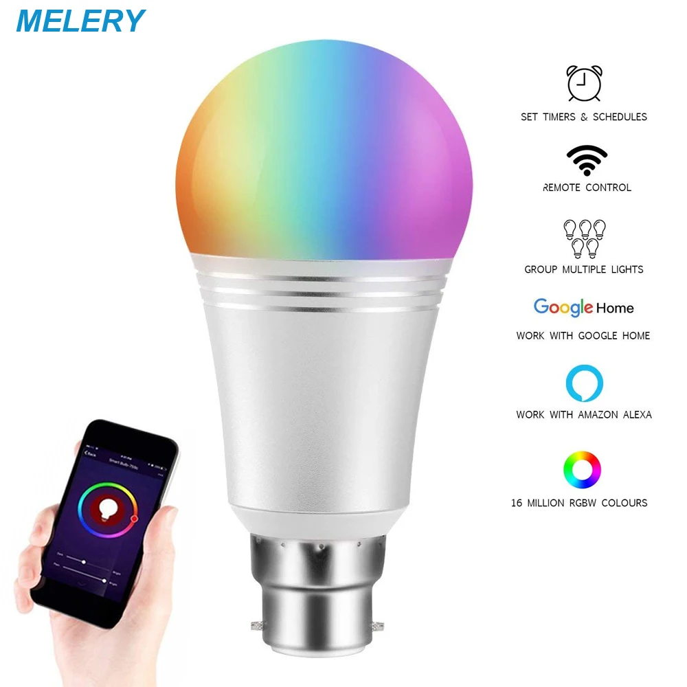 

Smart LED Light Bulb WiFi LED Lamp B22 60W Equivalent 7W Dimmable App Controlled Homekit Works with Alexa,Google Home Assistant