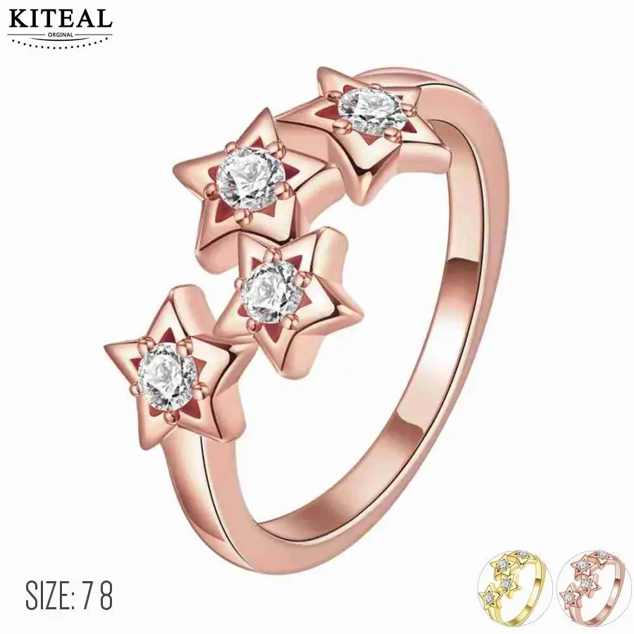 KITEAL 2017 золотые желтые/розовые желтые белые Размер 7 8 женские кольца со стразами