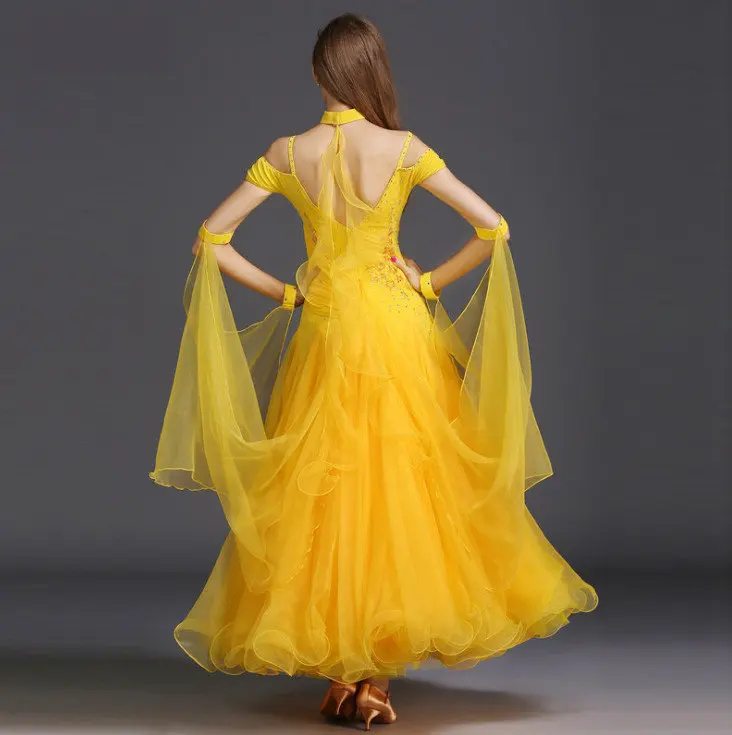 Exquisite Luxury Rhinestone Ballroom Dance Dresses Standard Ballroom Dancing Clothes Competition Standard Dance Dress Waltz