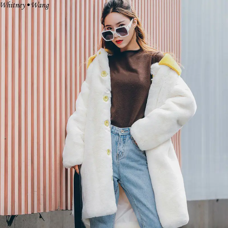 Уличная одежда WHITNEY WANG осенне зимнее пальто из искусственного меха с