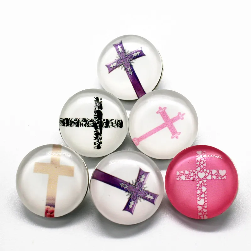 

New Arrival 10pcs/lot cross Snap Buttons Charms 18mm Glass Buttons Fit DIY Snap Bracelets&Bangle Jewelry