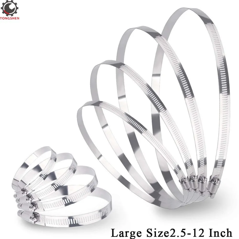 

2.5-12 Inch Stainless Steel Duct Clamp Worm Gear Pipe Clamps Hose Clips Fuel Hose Pipe Clamps Worm Drive 46-310mm Hose Clamp
