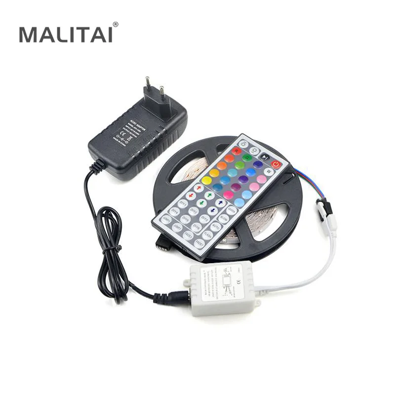 

1Pcs 5M RGB LED Strip light 2835 (3528) SMD 24/44 Keys Remoter 12V 3A Power Adapter For DIY Indoor Decoration lamp Tape lighting