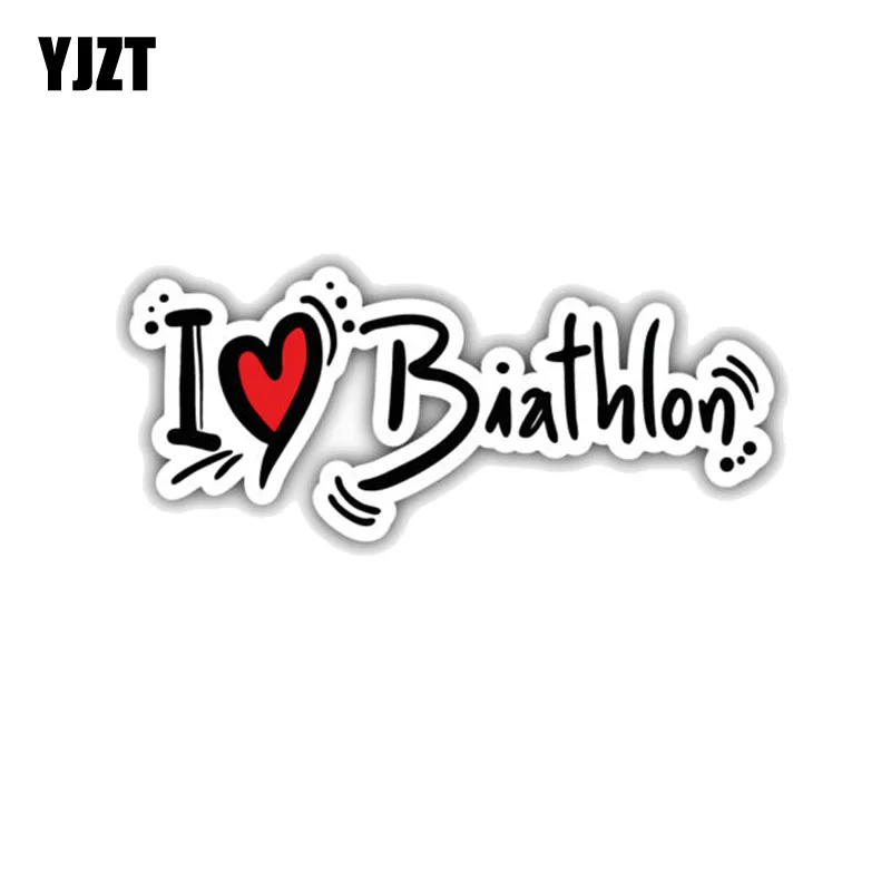 

YJZT 15.2CM*6.1CM Funny I Love Biathlon PVC Motorcycle Car Sticker 11-00450