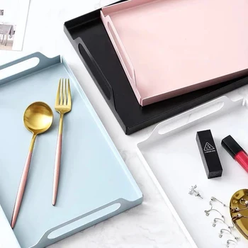 

Nordic Metal Storage Plate Scandinavia Jewelry Tea Cake Desktop Storage Tray for tableware Home Decor Organizer