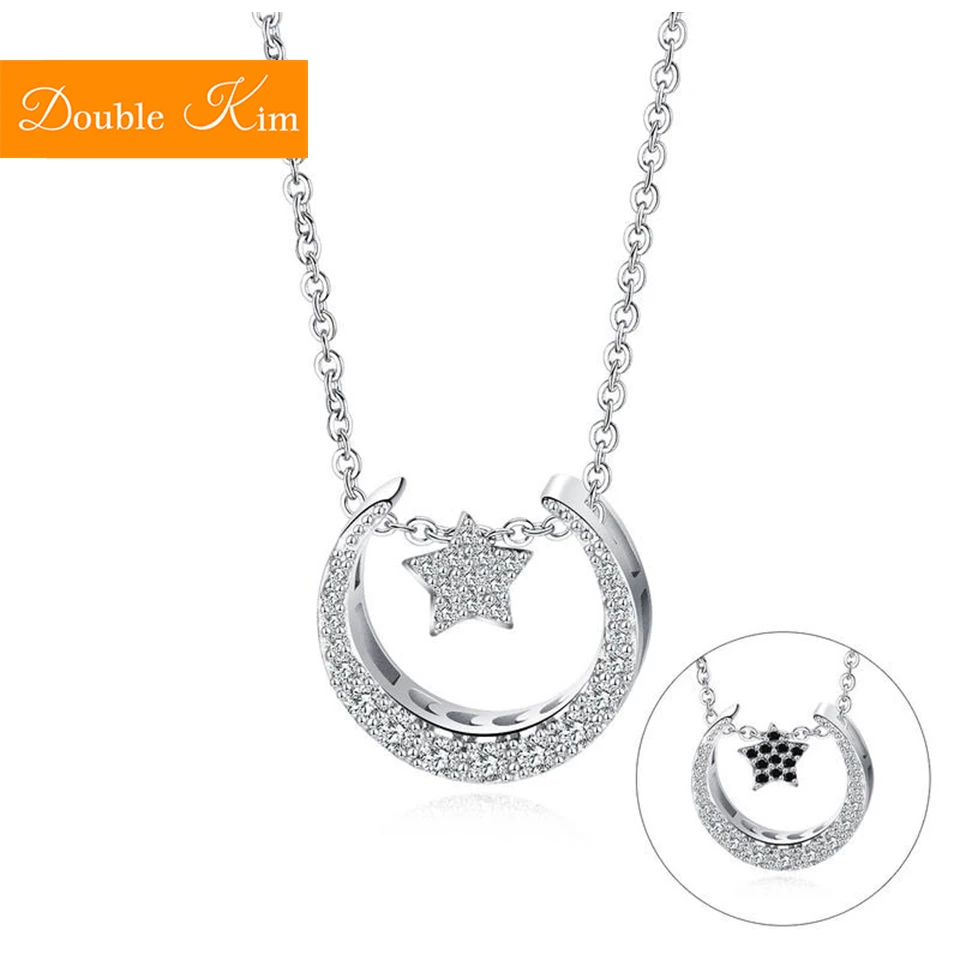 

Star Moon Pendant Necklace Silver Color Titanium Stainless Steel Material Chain Necklace Fashion Trendy Women Jewelry Gift