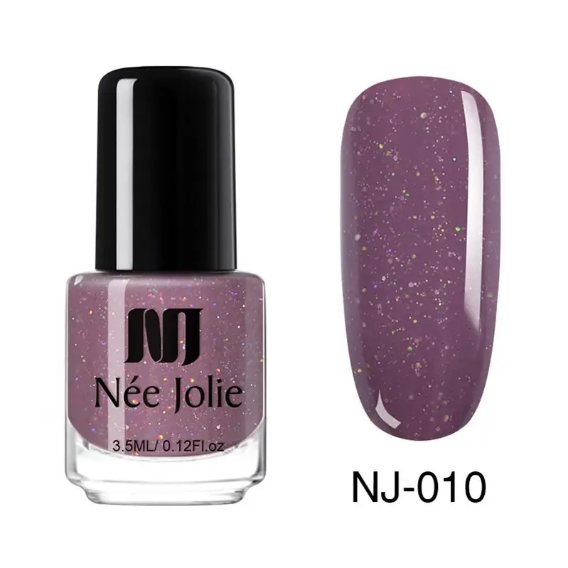 NEE JOLIE летний Блестящий лак для ногтей 3,5 мл обычный лак для ногтей зеркальный эффект Быстросохнущий лак для украшения ногтей - Цвет: Pink glitter NJ-010