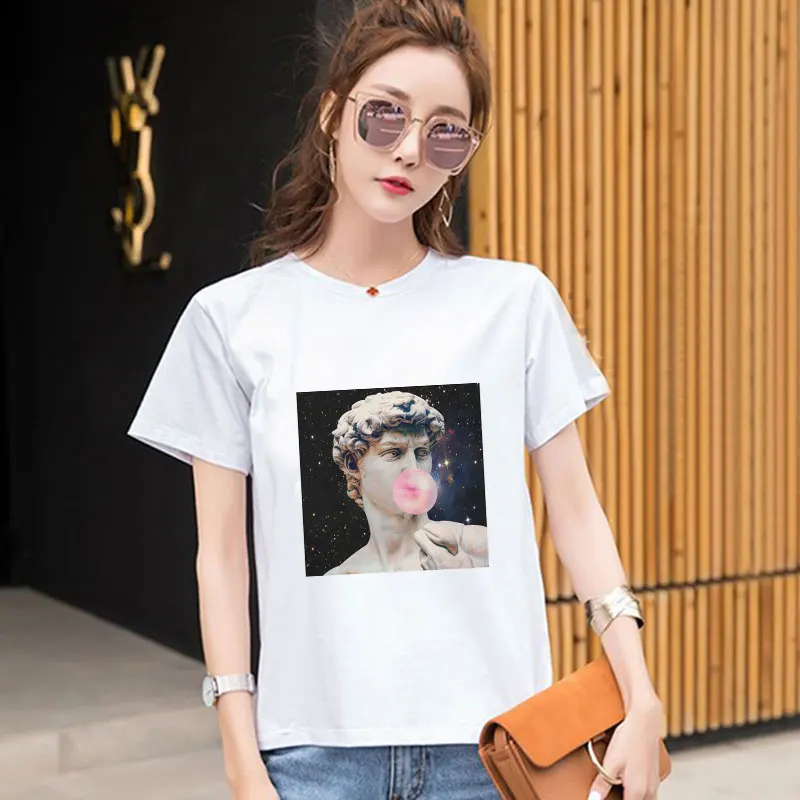 Лето Микеланджело Ангел Топы Женская Футболка Harajuku модные футболка с коротким