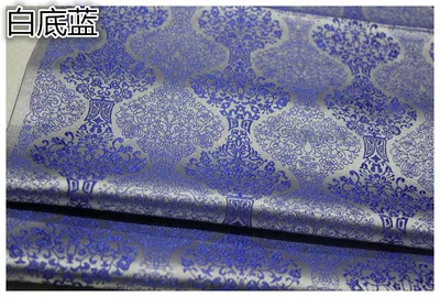 CF413 1 ярд китайский стиль шелковая парча жаккардовая ткань Cheongsam одежда декоративная DIY ткань китайский Материал чехла подушки - Цвет: white blue