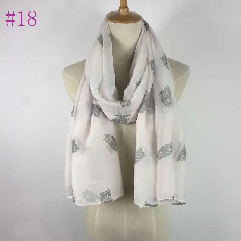 

Popular 100% viscose women fashion owl scarf white and grey