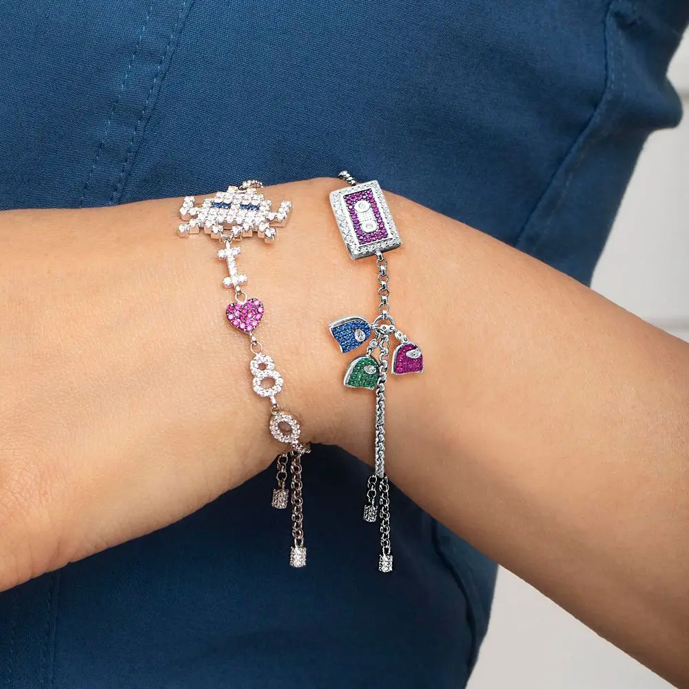 

ZEF 925 sterling silver bracelet, cartoon love robot, adjustable, fashionable, original charm ladies jewelry