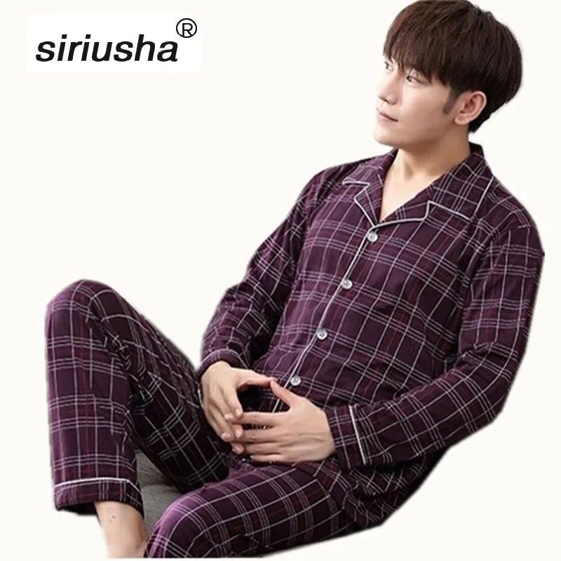 Pajama Sets Winter Pyjamas Men Thermal Homewear Boys Nightwear Cotton