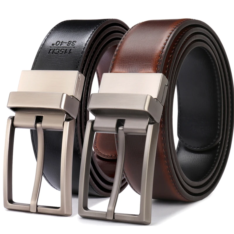 

Men's Reversible Dress Belt with Double Stitch Edging
