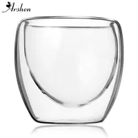 Arshen 80 мл двойные стенки Стекло Ясно ручной работы термостойкие мини чай напиток чашки здоровый напиток кружка кофе чашки изоляцией стекло - изображение