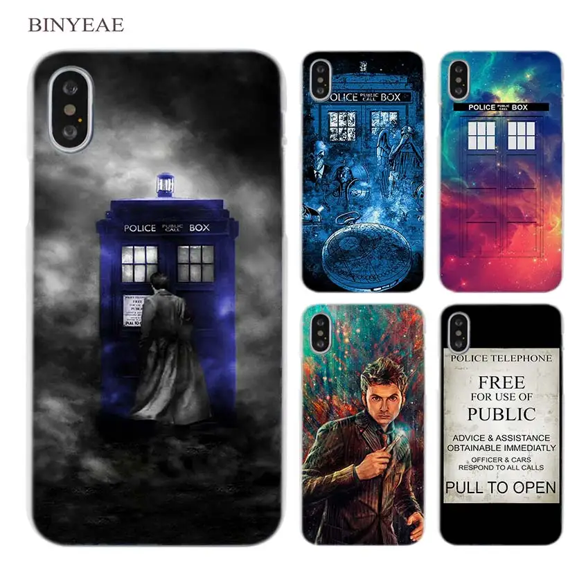 

BINYEAE Tardis Box Doctor Who DW Clear Cell Phone Hard Case Cover for iPhone X 6 6s 7 8 Plus 5 5s SE 5c 4 4s