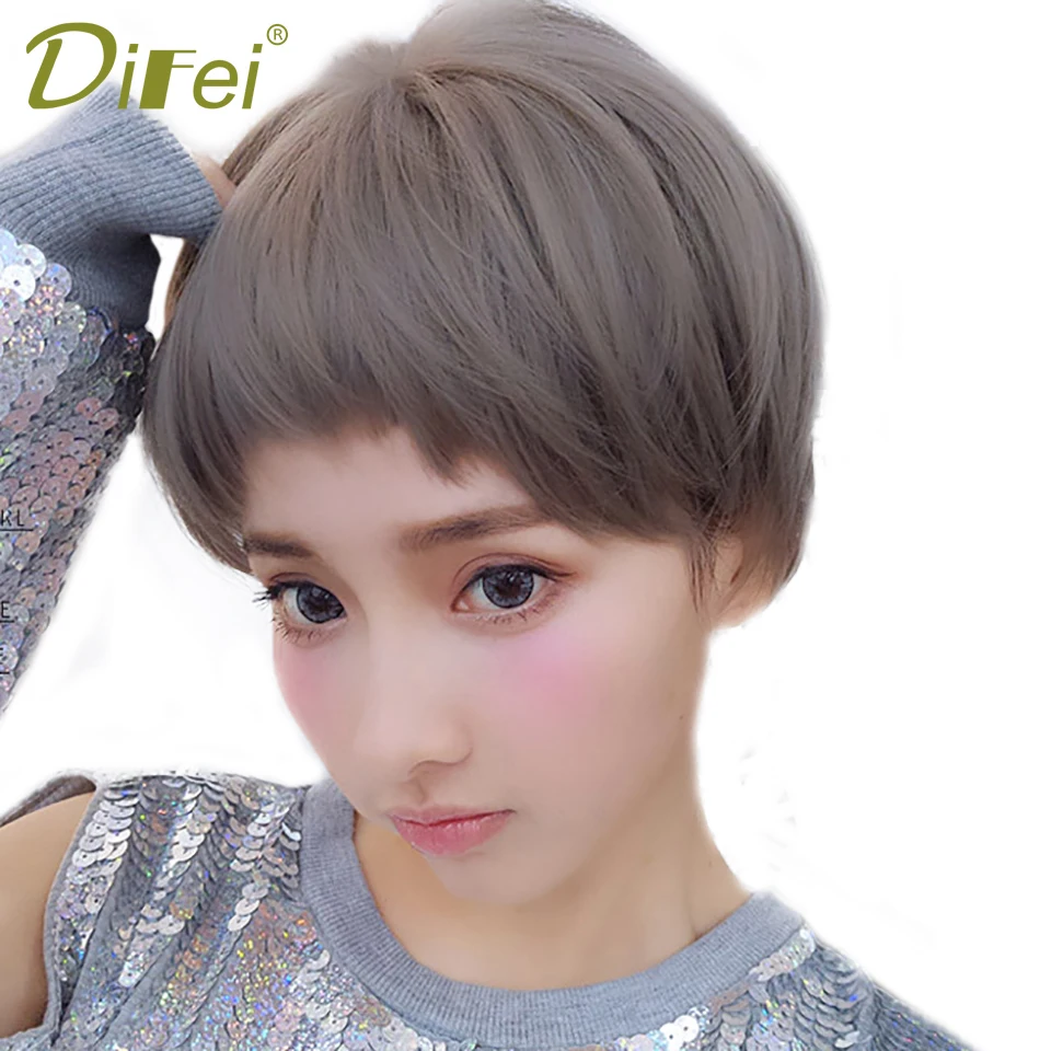 DIFEI Short Straight Wig 5 Colors Synthetic High-Temperature Fiber Halloween Party Women's | Шиньоны и парики