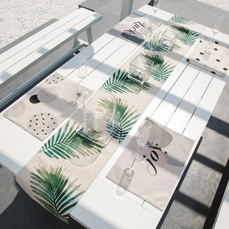 Fashion Home Nordic style plant pattern cotton table runner Table flag and Placemat cover 01 | Дом и сад