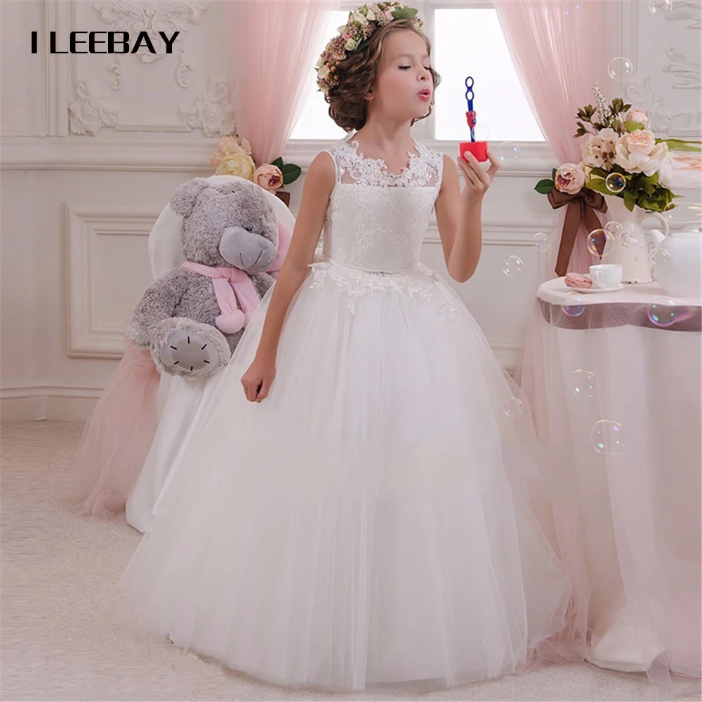 

Baby Girls Dress Brand Summer Style Floral Elegant Wedding Evening Dress New Flower Kids Bow Lace Party Gown Robe Fille Vestidos