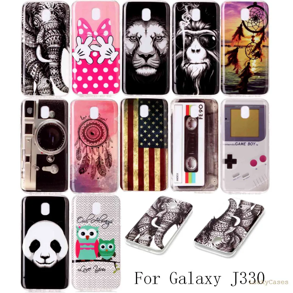 High Quality Fashion Luxury Soft Silicone TPU phone case For Samsung J3 2017 J330F with popular monkey owl Elephant lion Painted |