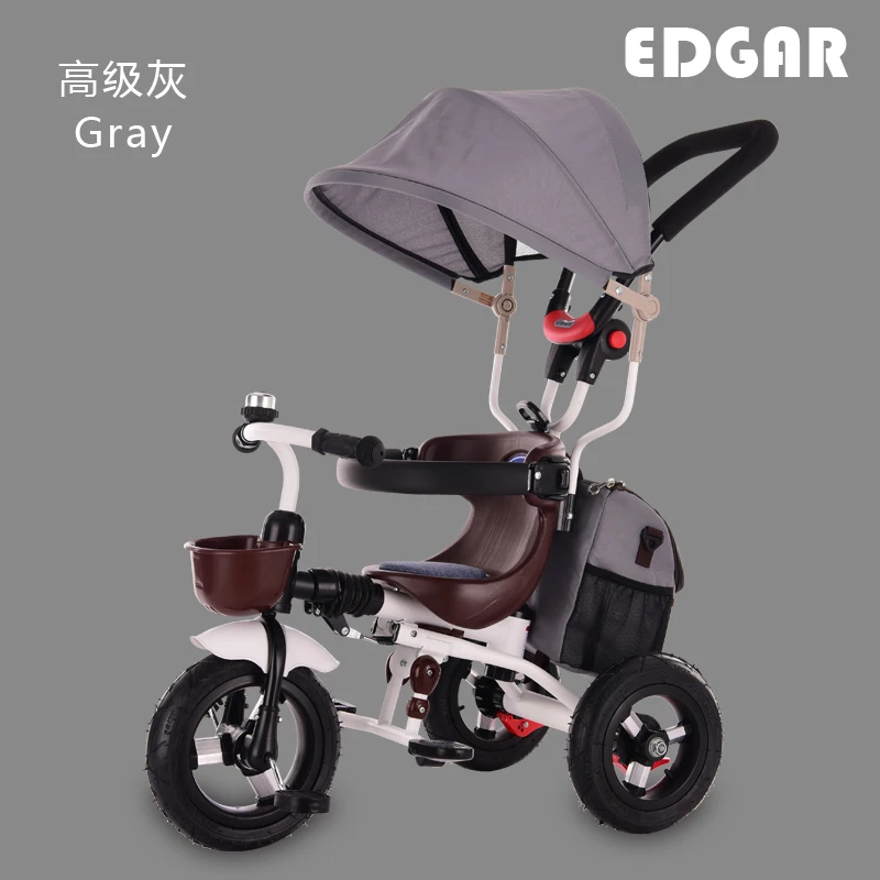 Складная детская стальная трехколесная коляска для малышей, велосипед, зонт, тележка, легкая детская трехколесная коляска, коляска, От 1 до 4 лет - Цвет: 388grey