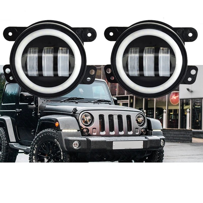 4 Inch 30W LED Fog Halo Lamp Front Bumper Driving Light Bulb For JEEP