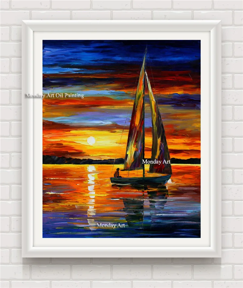 Hot-sale-about-setting-sun-sailing-wholesale-New-Cuadros-Decor-canvas-oil-paintings-home-decoration-unique (3)