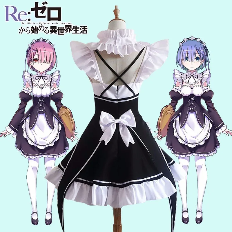RamRem Косплей Rezero Kara Hajimeru Isekai Seikatsu Re Life In a Different World Kawaii Sisters костюм горничной платье
