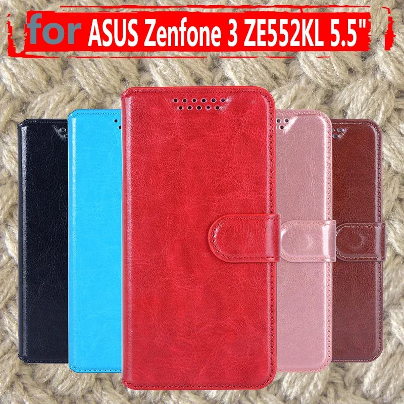 

Flip Leather Phone Case For Asus Zenfone 3 ZE552KL Zenfone3 ASUS_Z012D Wallet Card Slots Flip Cases Cover Shell For Asus ZE552KL
