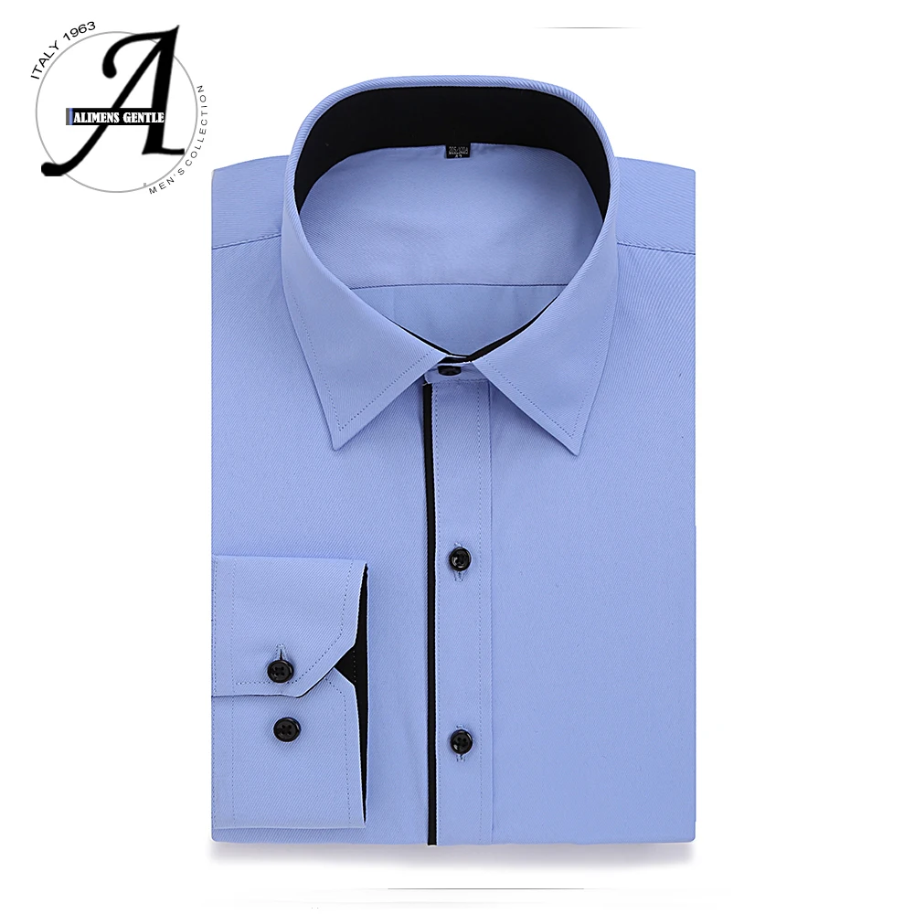 

Alimens & Gentle Plus size casual dress shirt men long sleeve high cotton fashion new camisa masculina chemise homme