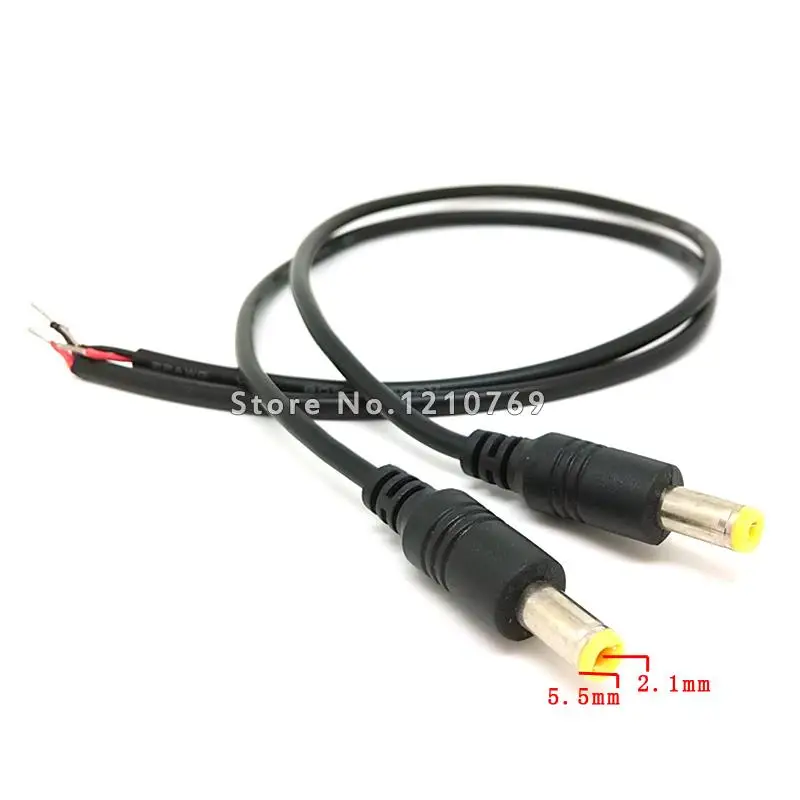 

Free shipping 10Pcs DC Tip 5.5x2.1mm Plug Connector with Cord / Cable for LED or CCTV