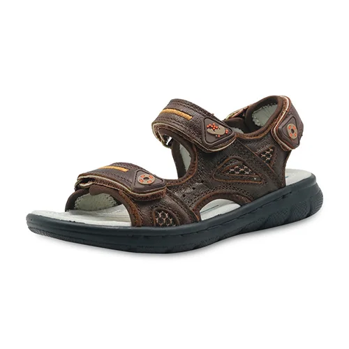 Apakowa бренд Eur 26-31 обувь для мальчиков Подлинная кожаные пляжные сандалии с аркой поддержка большие дети плоские ортопедические детские туфли новые - Цвет: Brown