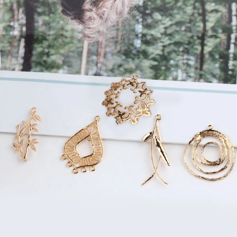 

DIY accessories pure copper plated solid gold geometric forest branch net jewelry material Bracelet Necklace Earrings Pendant