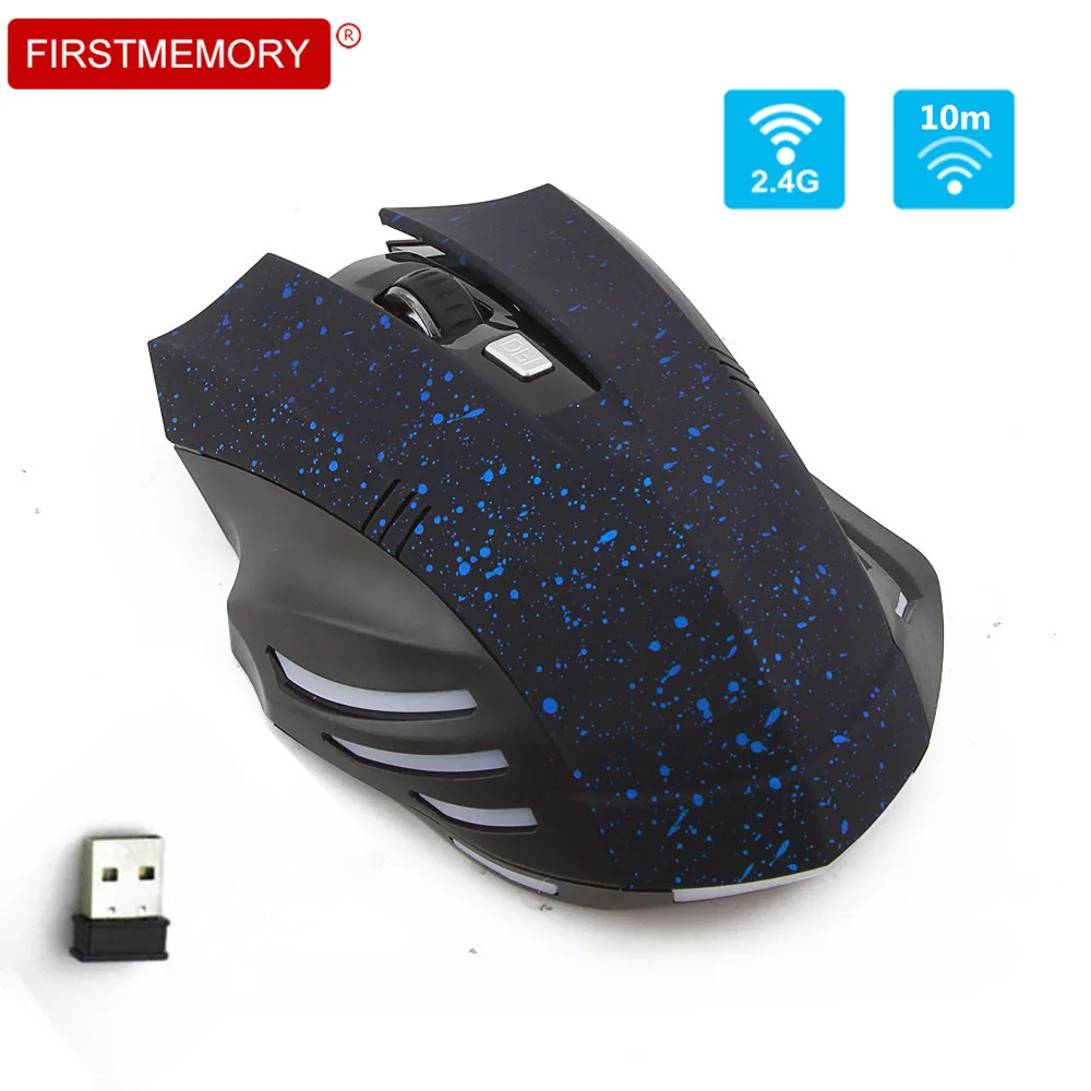 2.4GHz Wireless Mouse Computer Gaming Optical Mice Gypsophila Pattern 6D 1600DPI Game Mause With Mouse Pad For PC Laptop Gamer
