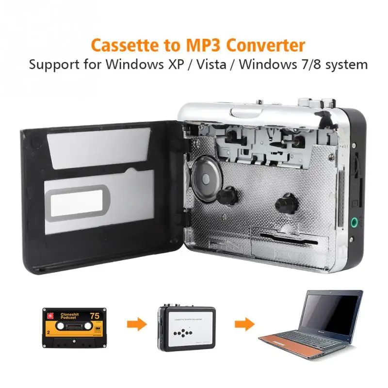 

EC232 Cassette to MP3 Converter Recorder MP3 CD Tape Converter Capture Digital Music Player TF Card With earphone