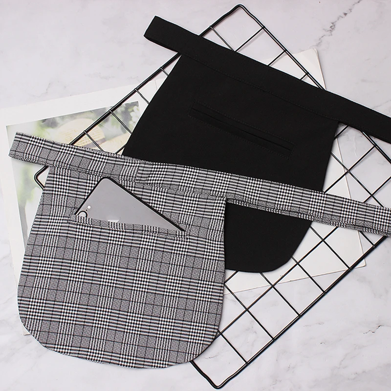 [EAM] весенне-летний черный клетчатый Бандаж с карманом и раздельным соединением, индивидуальный широкий пояс, женская мода, подходит ко всему JQ591