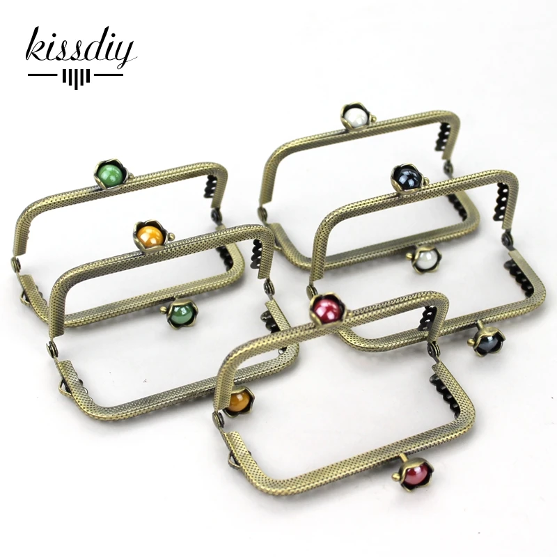KISSDIY, 5 шт., разные цвета, 8,5 см, голова лотоса, металлический кошелек, рамка, бронза, квадратная, кружевная застежка, ручка, сделай сам, клатч, аксессуары