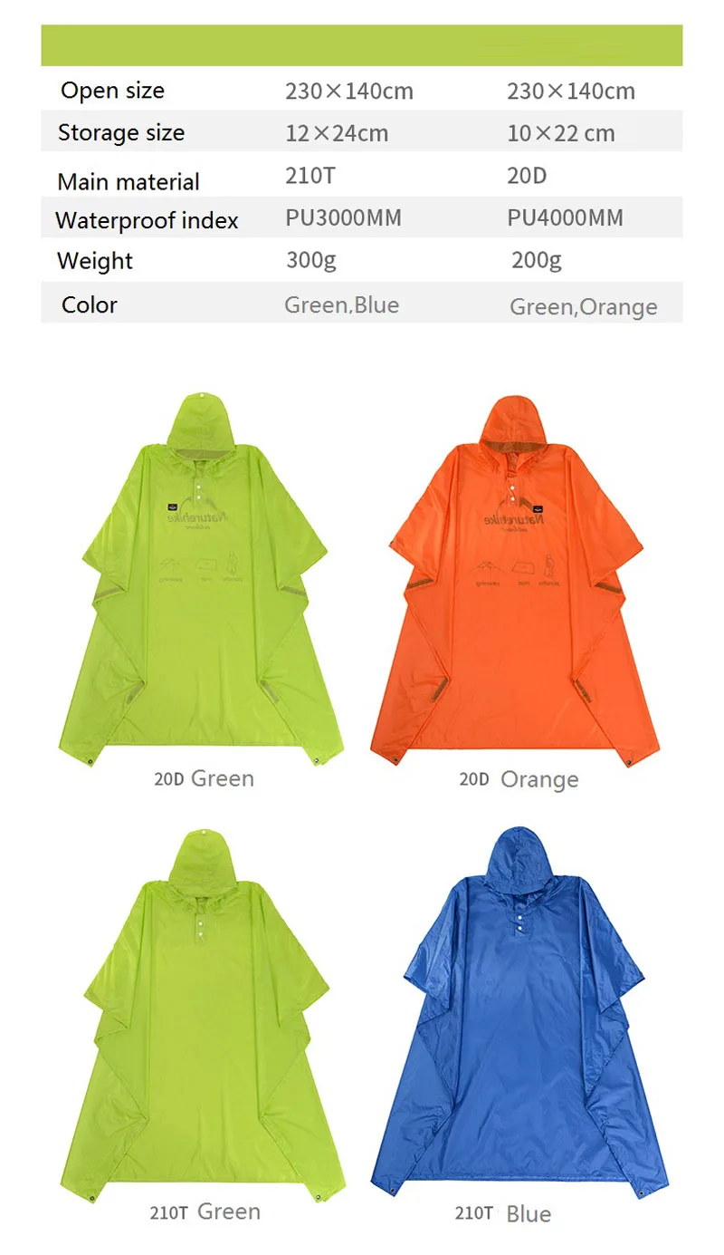 Capa de Chuva Toldo ao ar Naturehike Única Pessoa Poncho Mochila Livre Acampamento Mini Lona Sun Shelter 20d Silicone 210 t Tafetá 5 High Quality Esporte e Lazer