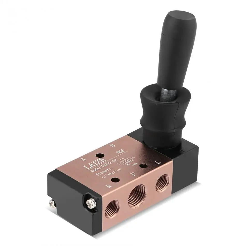 

1pc pneumatic valve hand Aluminum Hand Push Pull Control Manual Pneumatic Air Valve 5 Port 2 Position 1/4