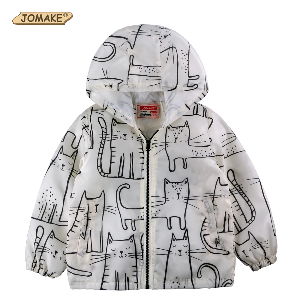 Cartoon Cat Kids Jackets Summer 2017 Children Hooded Windbreaker Cute