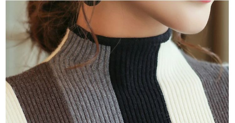 new Autumn Knit turtleneck sweater women cloth fashion 2018 long sleeve pullovers women sweater striped knitted sweater 1327 45