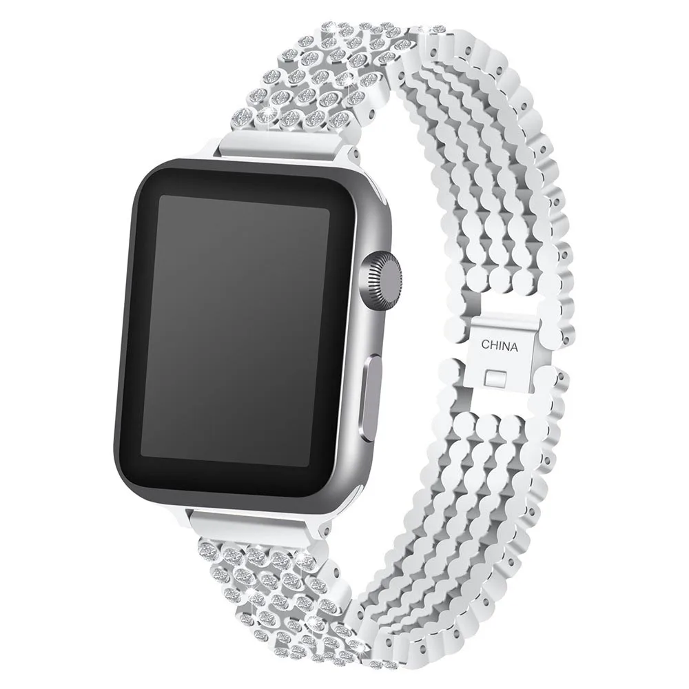 Роскошный Бриллиантовый ремешок для Apple Watch 38 мм 42 мм 40 44 мм Женский браслет из нержавеющей стали с кристаллами для Apple iWatch серии 1 2 3 4 5