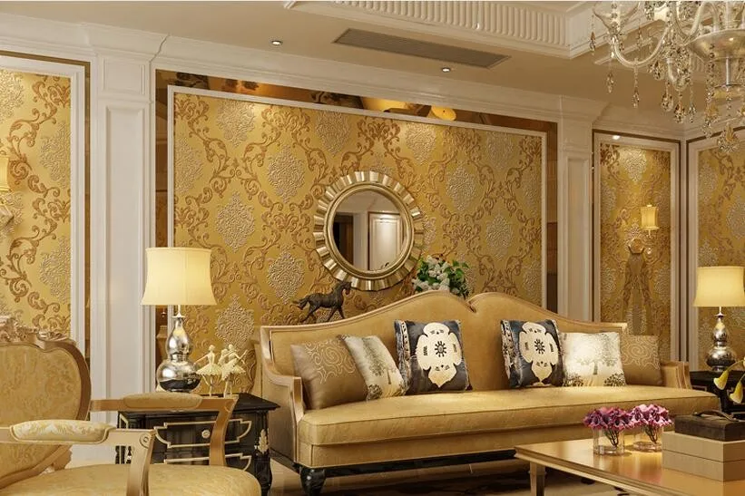Waliicorners European bedroom wall paper shop for living room simple European Damascus wallpaper for walls 3 d 41