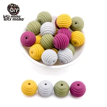 Let's make – anneau de dentition en Silicone sans BPA, spirale de 15mm, 50 pièces, perles filetées, DIY sucette chaîne accessoires perles pour bébé 