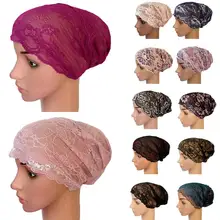 Мусульманская женская кружевная шляпа с цветочным узором, мусульманский Внутренний головной убор, женский шарф Рамадан, мягкая дышащая повязка, модная