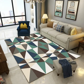 

Fashion Modern Scandinavian Geometric Triangles Soft Flannel Floor Foot Mat Bathroom Parlor Living Room Decor Carpet Area Rug
