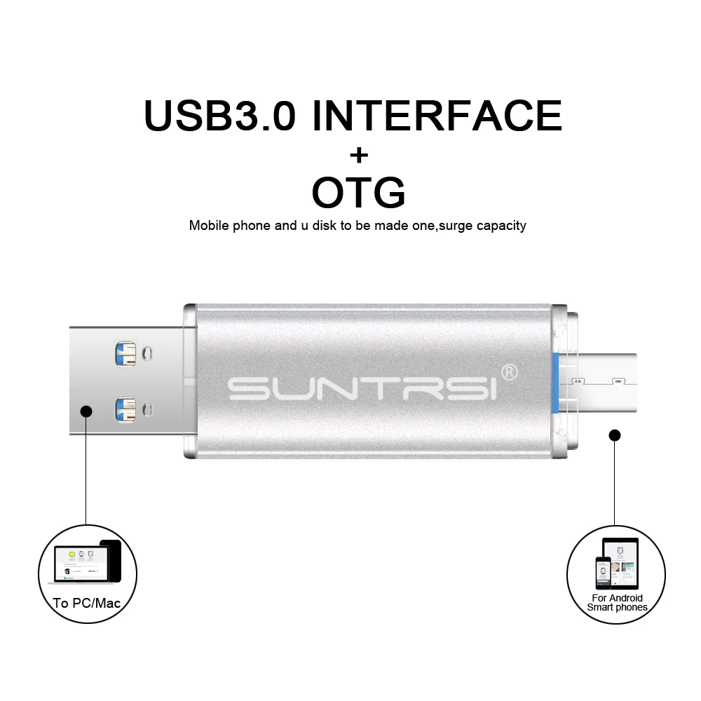 Suntrsi OTG Pen Drive USB 3.0 Flash Drive 64GB 32GB 16GB 8GB USB Flash Drive Customized Logo Pendri