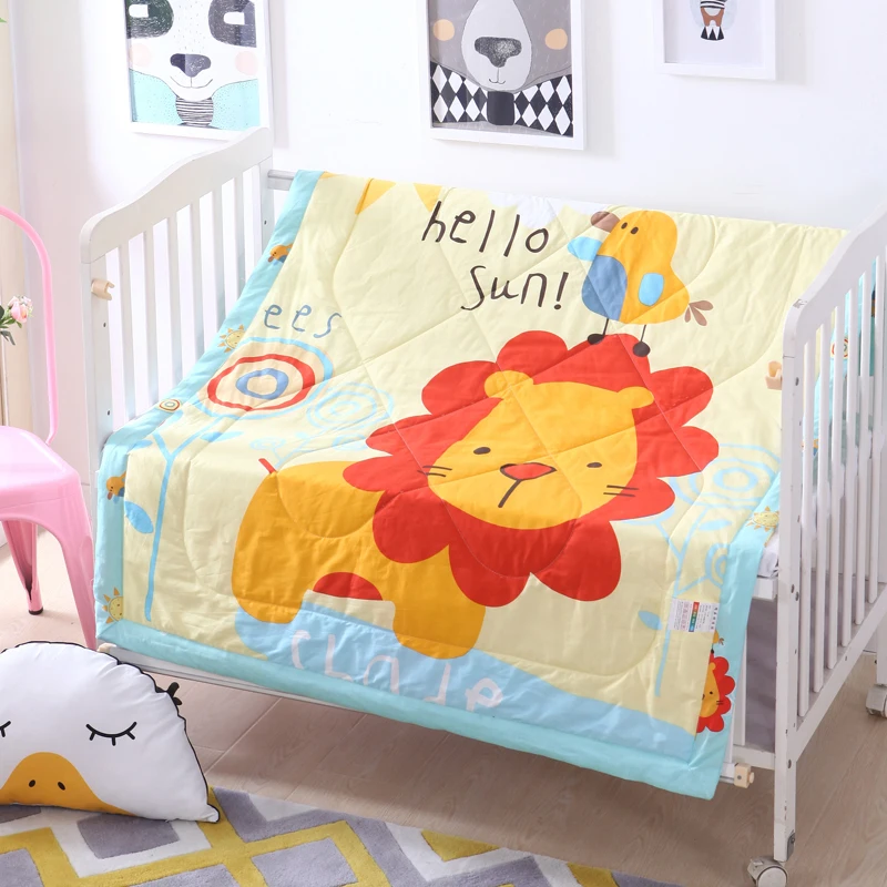 

LREA Children's summer quilt Cartoon Jungle the lion pattern 100% cotton fabric and filling comfortable and cool portable