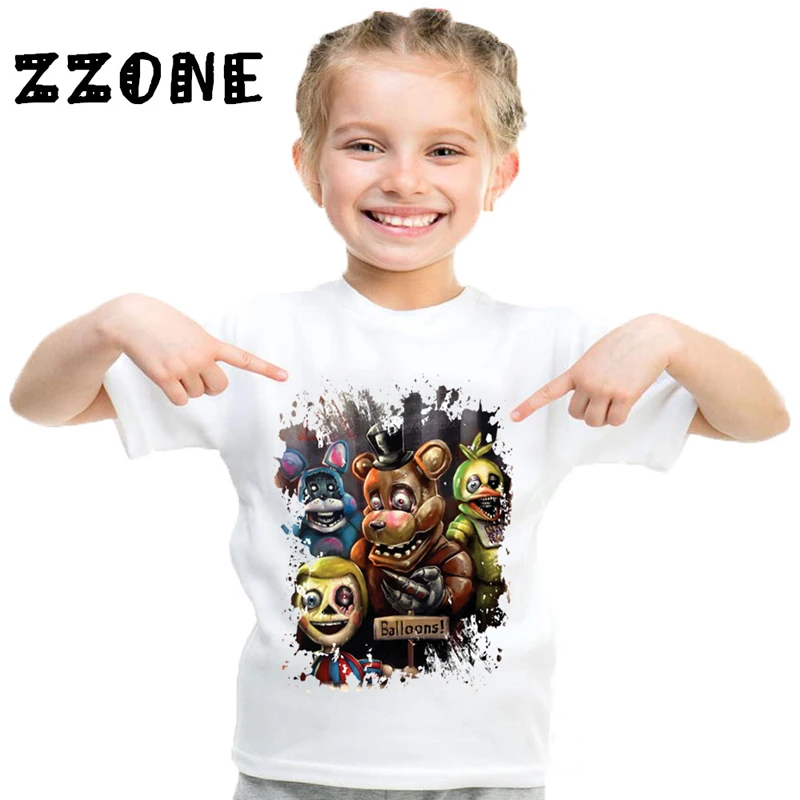 

Kids 5 Freddys Clothes Children Five Nights At Freddy Cartoon Funny T shirt Baby Boys Girls Summer Tops,-5159