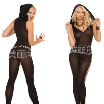 

Sexy Cover head Open Crotch Bodysuit Sexy Lingerie Body Socks Jumpsuit Romper See Through Clubwear Vest Tight Stocking FX13